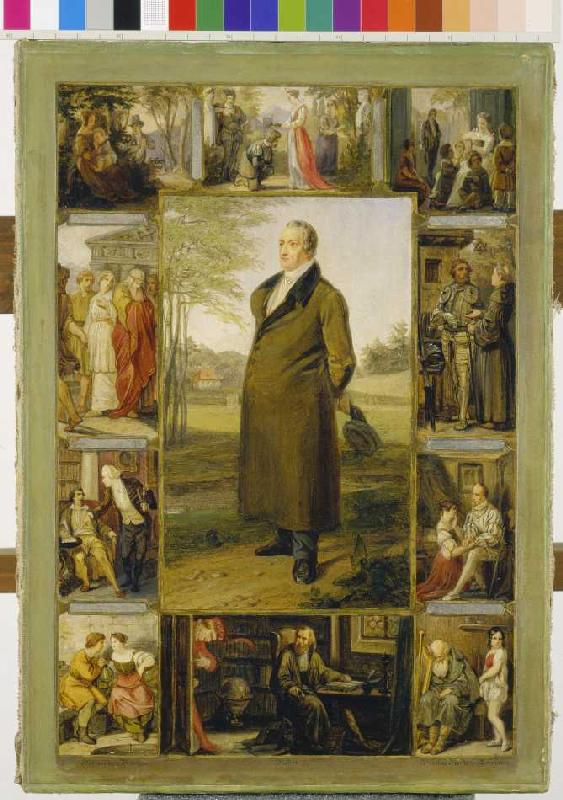 Johann Wolfgang von Goethe, umgeben von seinen Werken. from Moritz Daniel Oppenheim