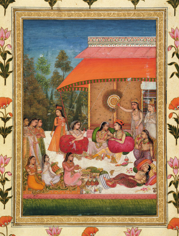 Ladies feasting, from the Small Clive Album from Mughal School