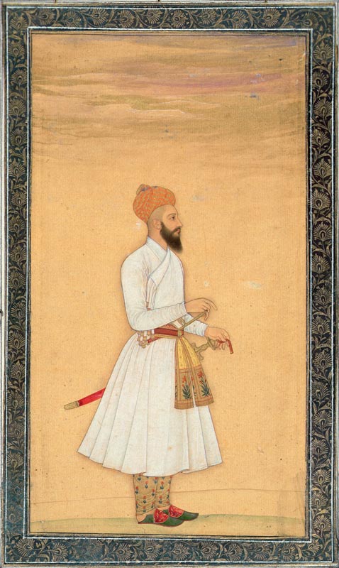 Standing figure of a noble, from the Small Clive Album from Mughal School