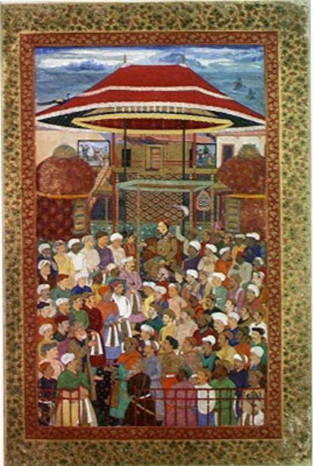 The Court Welcoming Emperor Jahangir (Shah Salim) (1569-1627) from Mughal School
