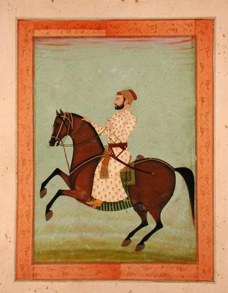 A Mughal Noble on Horseback, from the Large Clive Album from Mughal School