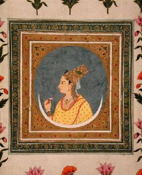 Portrait of a lady holding a lotus petal, from the Small Clive Album