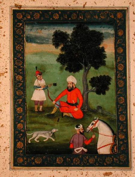 A Trans-Oxonian nobleman seated beneath a tree, from the Large Clive Album from Mughal School