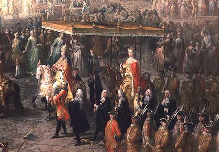 The coronation procession of Joseph II (1741-90) Emperor of Germany, in Romerberg from Mytens (Schule)