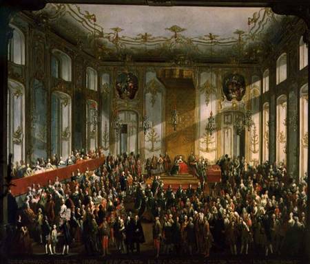 Empress Maria Theresa at the Investiture of the Order of St. Stephen from Mytens (Schule)