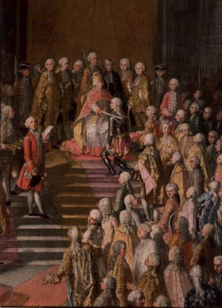 The Investiture of Joseph II (1741-90) Emperor of Germany in Frankfurt Cathedral, following his coro from Mytens (Schule)
