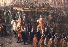 The coronation procession of Joseph II (1741-90) Emperor of Germany, in Romerberg