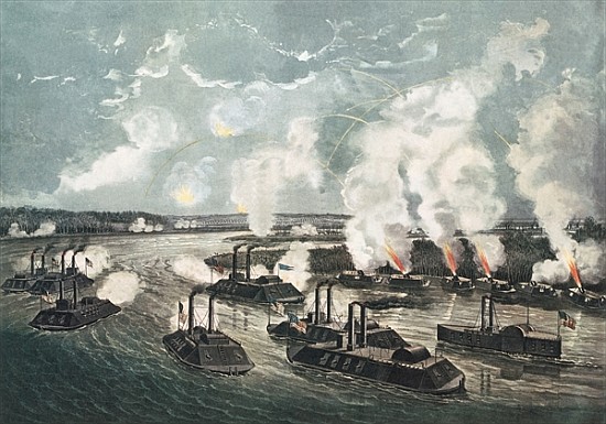 Bombardment and Capture of Island No.10 on the Mississippi River, 7th April 1862 from N. Currier