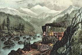 The Route to California. Truckee River, Sierra Nevada. Central Pacific railway