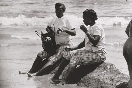 2 Women with Drinks Relaxing at the Ocean Edge, Untitled 13