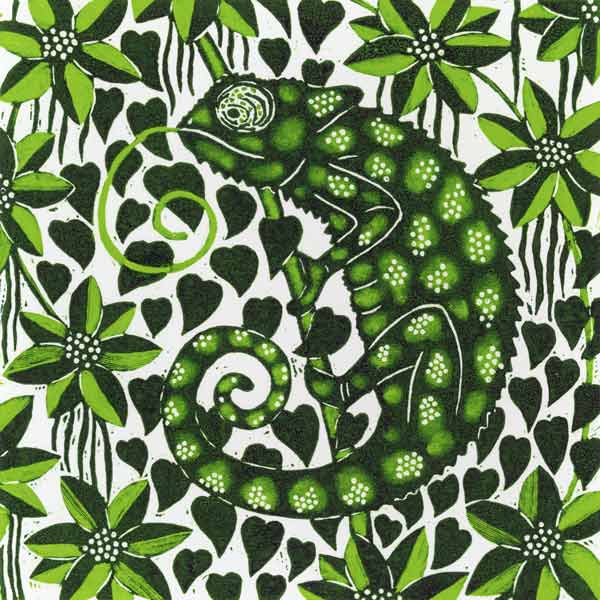 Chameleon, 2003 (woodcut)  from Nat  Morley