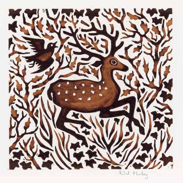 Woodland Deer, 2000 (woodcut)  from Nat  Morley