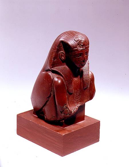 Statue of a Pharaoh in the guise of a falcon, possibly Tuthmosis III of Amenophis II from New Kingdom Egyptian