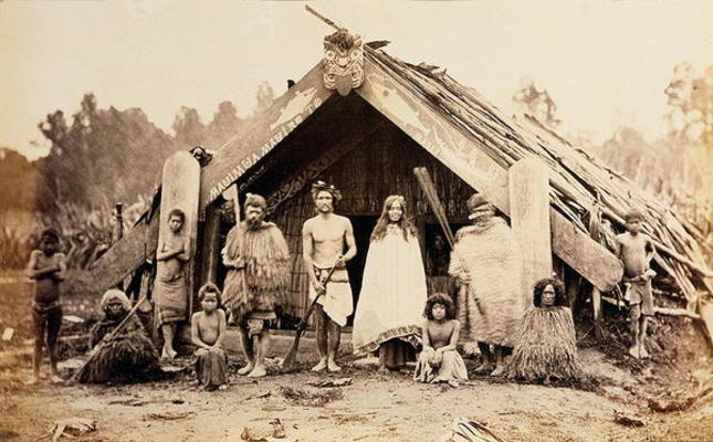 Maori Family, New Zealand, c.1880s (albumen print) from New Zealander Photographer (19th century)