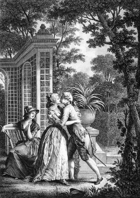 The First Kiss of Love, illustration from ''La Nouvelle Heloise'' by Jean-Jacques Rousseau (1712-78) from Nicolas André Monsiau