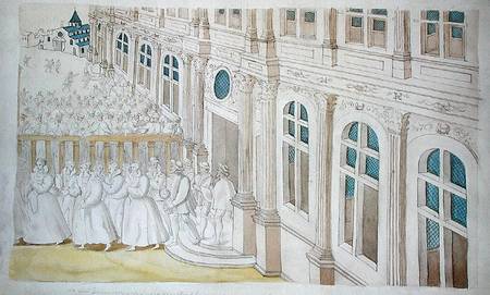 Procession of Queen Louise de Lorraine-Vaudemont (1553-1601) Leaving the Palais du Louvre for the Ma from Nicolas Houel