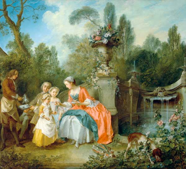 Eine Dame im Garten, die mit einigen Kindern Kaffee trinkt from Nicolas Lancret