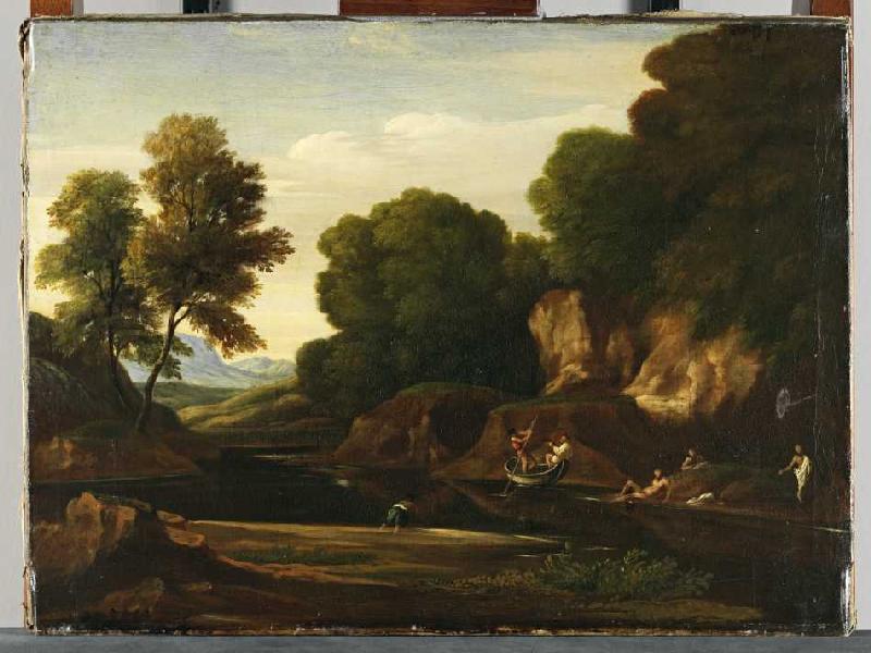 Landschaft mit Boot und Badenden from Nicolas Poussin