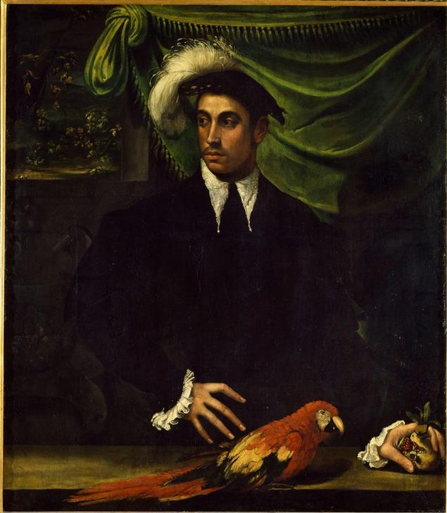 Man with parrot from Nicolo dell' Abate