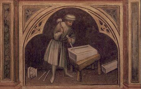 The Stone Cutter, from 'The Working World' cycle after Giotto from Nicolo & Stefano da Ferrara Miretto