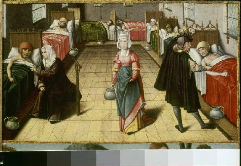 Mittelalterlicher Krankensaal Aus: Die sieben Werke der Barmherzigkeit from Niederländisch