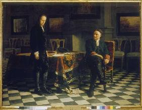 Peter I. verhört den Zarewitsch Alexei Petrowitsch in Peterhof