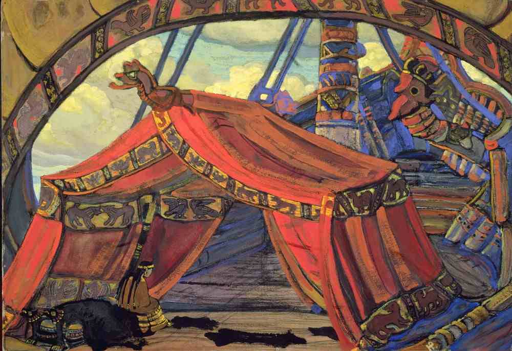 Stage design for Tristan and Isolde by Wagner from Nikolai Konstantinow. Roerich