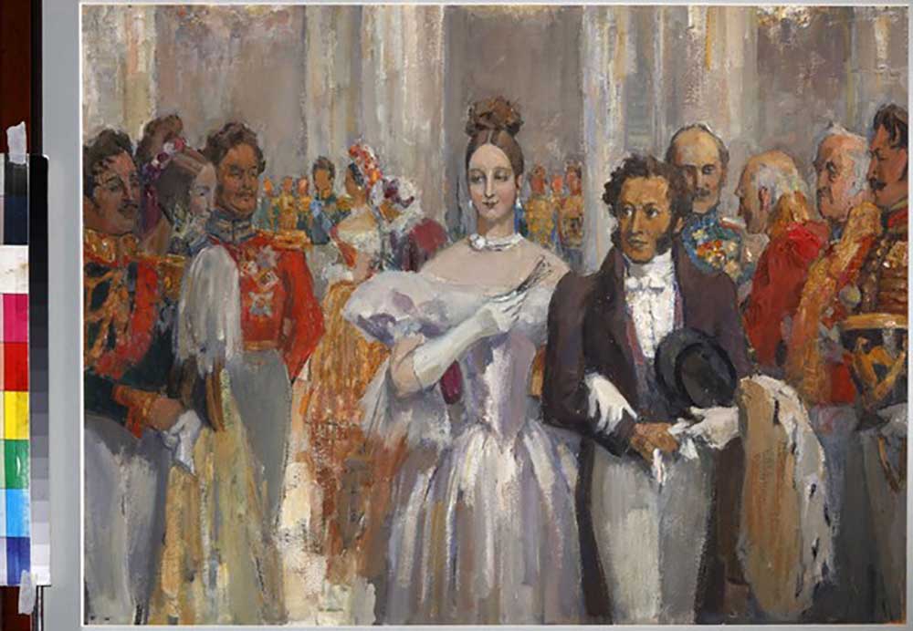 Alexander Puschkin mit seiner Gattin auf einem Ball from Nikolai Pavlovich Ulyanov
