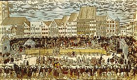 Vermählung Wilhelms V. von Bayern mit Renate v.Lothringen Ritterturnier auf dem Marienplatz.