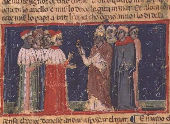 Codex Correr I 383 Pope Alexander III (1105-81) presents a ring to Doge Sebastiano Ziani from 