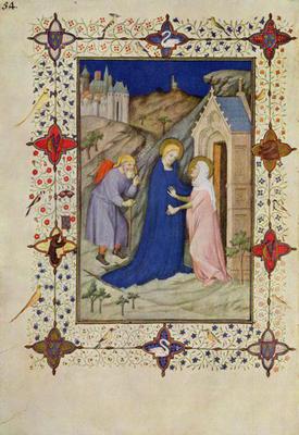 MS 11060-11061 Hours of Notre Dame: Laudes, The Visitation, French, by Jacquemart de Hesdin (fl.1384