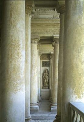 The Loggia di Davide (or D'Onore) interior showing columns of the garden facade designed by Giulio R from 