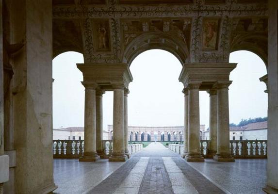 The Loggia di Davide (or D'Onore) designed by Giulio Romano (1499-1546), 1524-34, looking through to from 