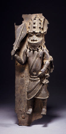 A Benin Bronze Figure From A Plaque In High Relief from 