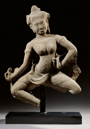 A Khmer, Baphuon Style, Sandstone Figure Of An Apsara Standing In Dancing Posture, 11th Century, 61 from 