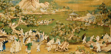 A Lake Scene With Figures Celebrating A Festival from 