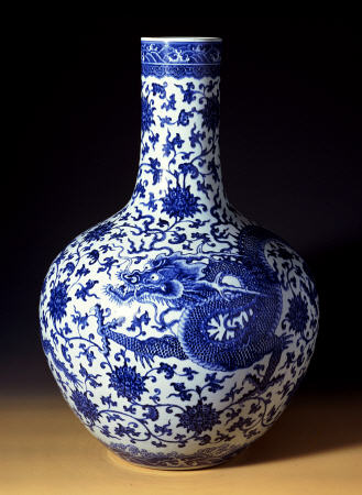 A Magnificent Blue And White Massive ''Dragon'' Bottle Vase from 