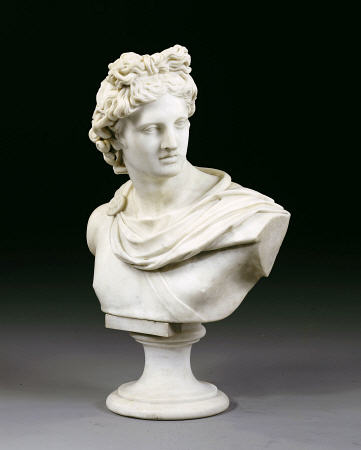 An Italian White Marble Bust Of The Apollo Belvedere After The Antique, Second Half 19th Century from 