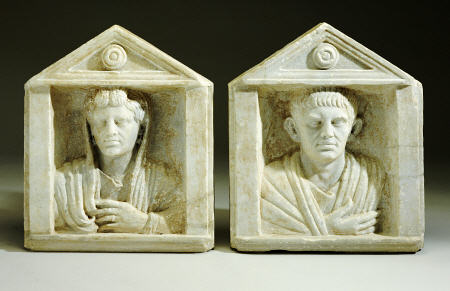 A Pair Of Roman Marble Funerary Reliefs, Early Imperial Period, Circa Late 1st Century B from 