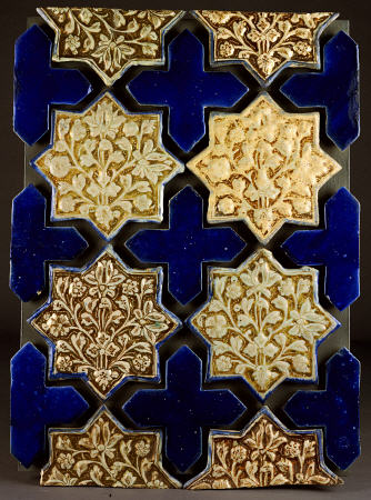 A Panel Of Kashan Lustre Stellar And Cobalt Cruciform Tiles, 13th Century from 