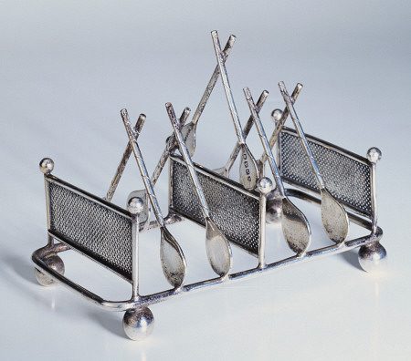 A Silver Plated Six Division Novelty Tennis Toast Rack, Circa 1902 from 