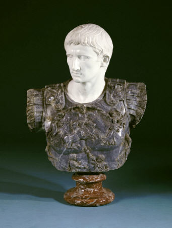 A White And Grey Marble Bust Of The Emperor Augustus from 