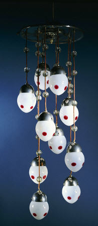 A Wiener Werkstatte Chromed Metal And Glass Hanging Light Design Attributed To Koloman Moser (1868-1 from 