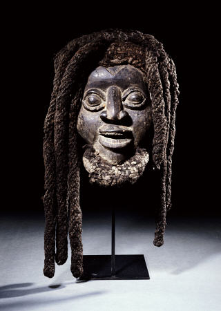 A Wum Mask With Plaited Fibre And Human Hair Coiffure - Western Grasslands, Cameroon from 