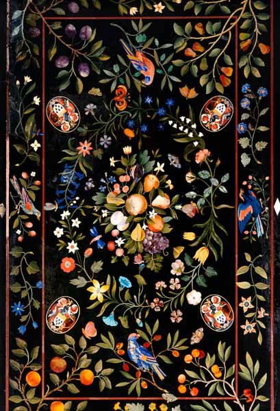 A Florentine Pietra Dura Table Top Inlaid With Various Marbles And Lapis Lazuli Centred By A Display from 