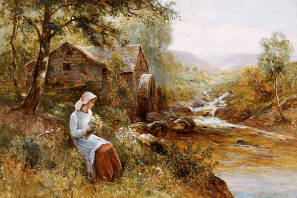 A Young Girl Picking Spring Flowers from 