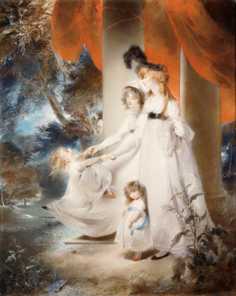 Portrait Of Mrs Ayscoghe  Boucherett With Her Two Eldest Children, Emilia And Ayscoghe, And Her Half from 