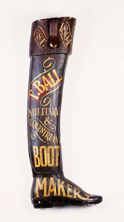 A Painted And Carved Wooden Boot Maker''s Shop Sign, 19th Century