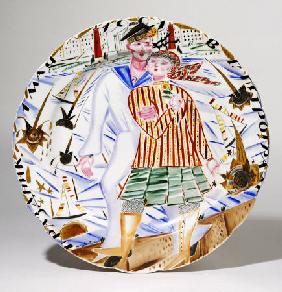 A Soviet Porcelain  Propaganda Plate, ''The Sailor''s Stroll In Petrograd, 1 May 1921''