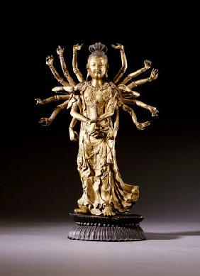 A Well-Cast Gilt-Bronze Figure Of A Multi-Armed Bodhisattva